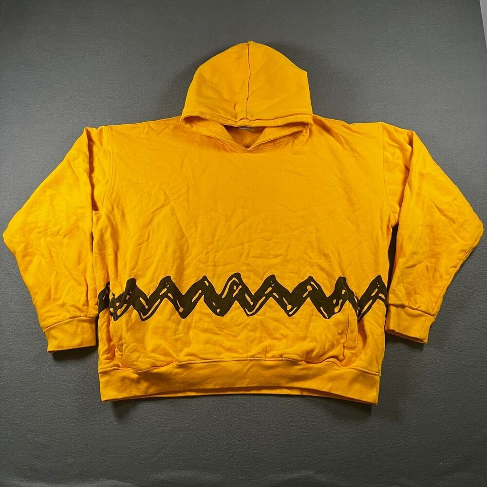 Peanuts Men's Yellow and Orange Hoodie